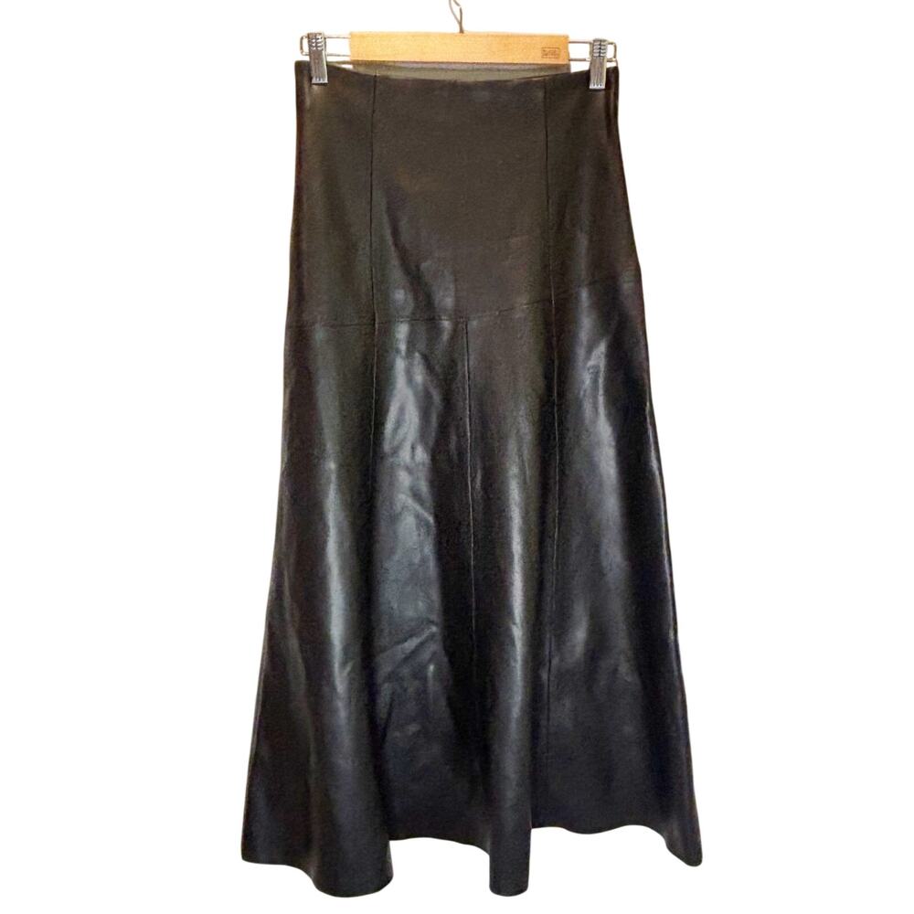 Pixie Market Black Faux Leather Maxi Skirt - size Small